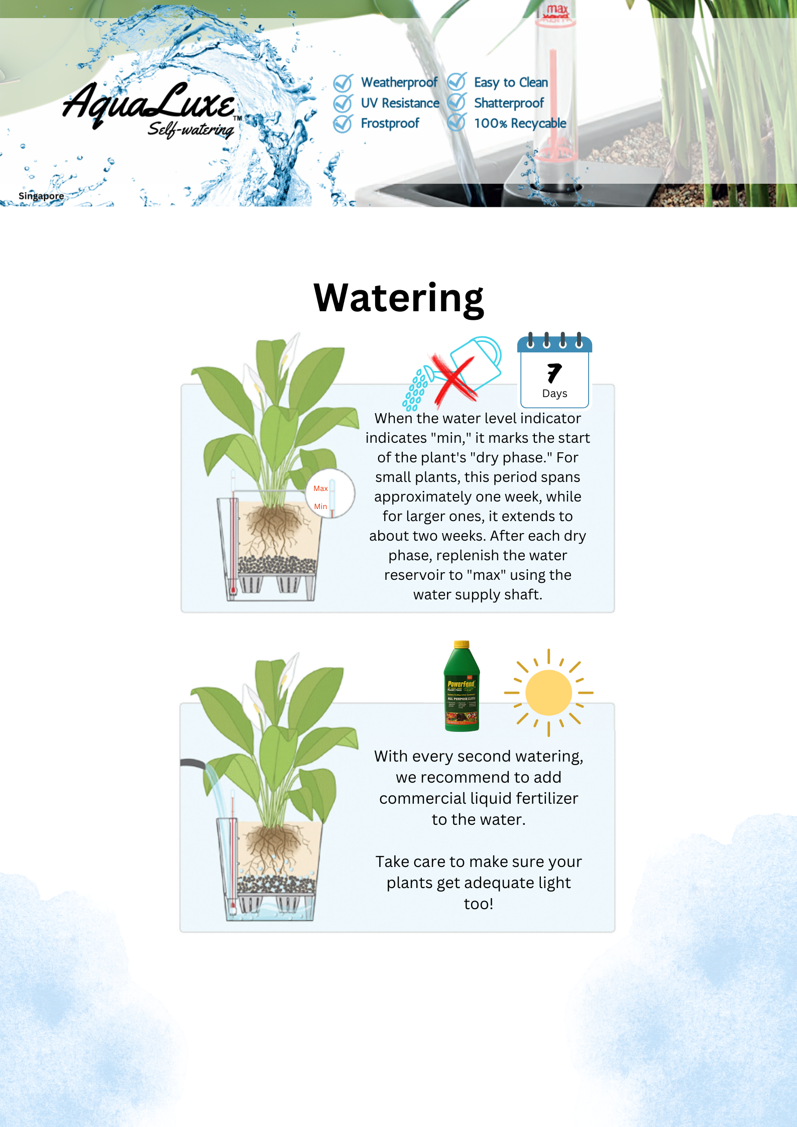 AquaLuxe Self Watering wrong watering method